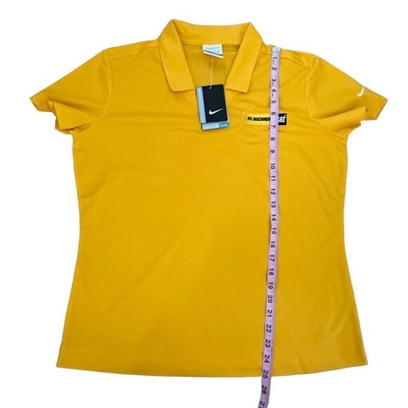 Nike ~ Womens Yellow Golf Polo ~ AC Machinery CAT ~ NWT ~ Drifit ~ size Large - Picture 9 of 9